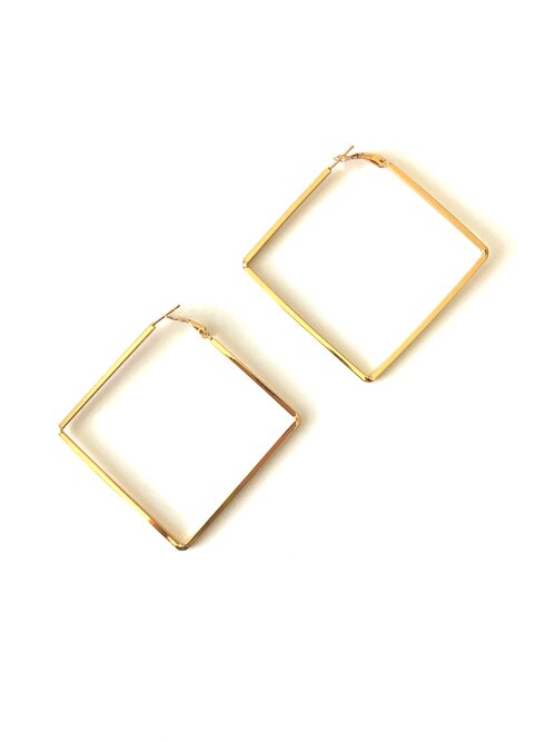 Gold Square Hoops