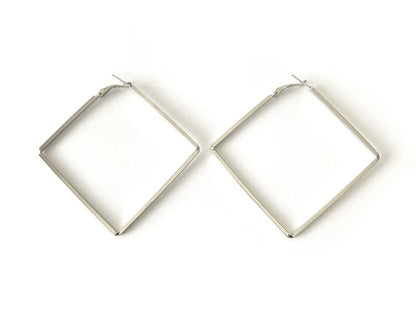 Square Silver Hoop Earrings