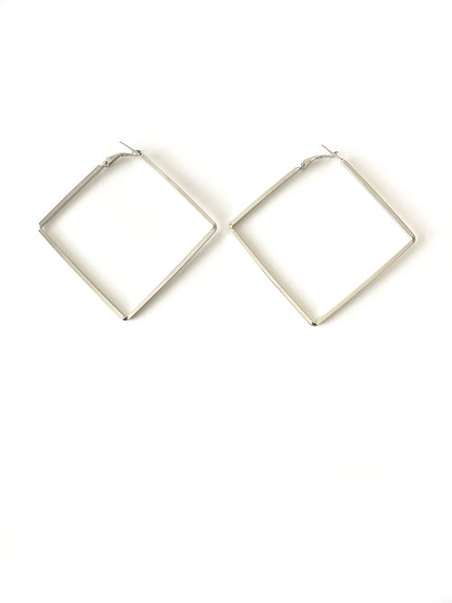 Square Silver Hoop Earrings